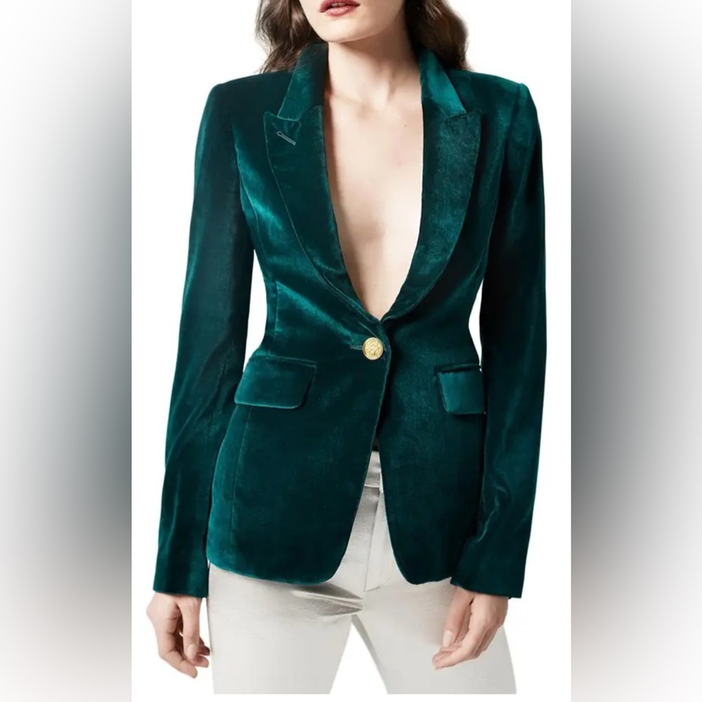 Smythe Velvet Peaked Emerald Green Blazer 2